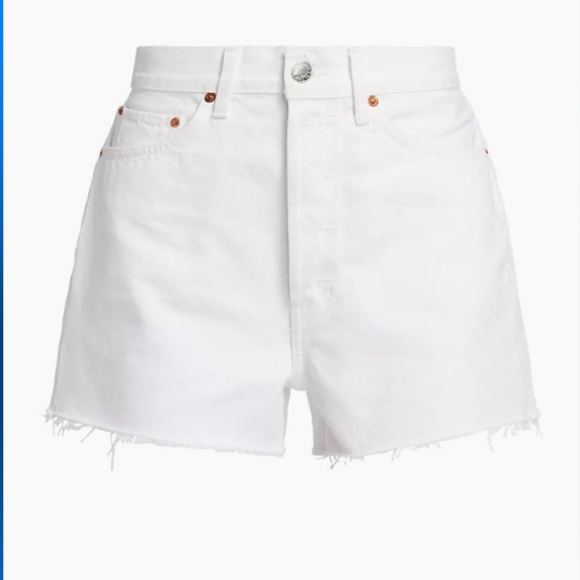 RE/DONE Originals Cutoff Ultra High Rise White Denim The Short Jean Shorts 28 - Picture 3 of 14